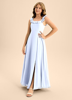 Azazie Callie Junior Ice A-Line Ruched Chiffon Dress image3