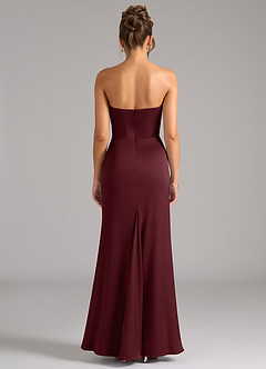 Azazie Debby Jurken voor bruidsmeisjes Converteerbaar Jurk van Stretch Satijn met Zeemeermin Strapless Cabernet image7