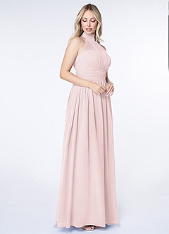 Azazie Iman Abiti da Damigella Abito A-Line in Chiffon A-Line con Increspature Rosa Rossore image3