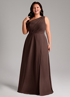 Azazie Phaedra Bridesmaid Dresses Ganache A-Line One Shoulder Chiffon Dress image5