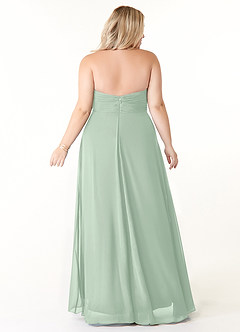 Azazie Tessie Bridesmaid Dresses Agave A-Line V-Neck Pleated Chiffon Dress image7