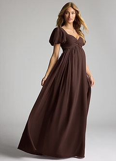 Azazie Madisynn Maternity Bridesmaid Dresses Bow Chiffon Floor-Length Dress image4