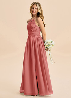 Azazie Noelle Junior Robe Trapèze en Mousseline de soie Plissée Antique Rose image3
