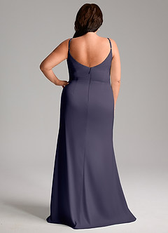 Azazie Deandra Bridesmaid Dresses Stormy Mermaid Pleated Stretch Satin Dress image2