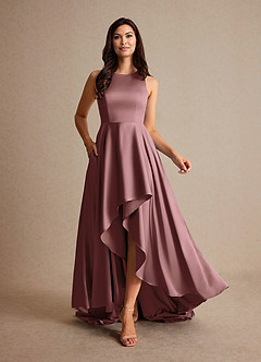 Azazie Niles Mother of the Bride Dresses Vintage Mauve A-Line Trains Stretch Satin Dress image6