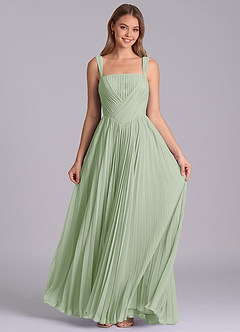 Azazie Mina Jurken voor bruidsmeisjes Jurk van Chiffon met A-Lijn Geplooid Stoffige Salie image4