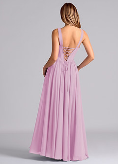 Azazie Delmie Final Sale Candy Pink A-Line Corset Chiffon Dress image6