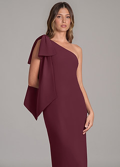 Azazie Capri Bridesmaid Dresses Cabernet A-Line One Shoulder Chiffon Dress image7