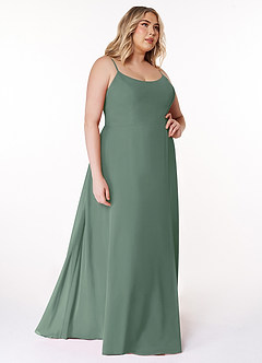 Azazie Moira Bridesmaid Dresses Eucalyptus A-Line Scoop Chiffon Dress image11