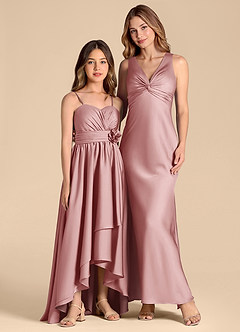 Azazie Catalina Junior Jurk van Stretch Satijn met A-Lijn Sweetheart Halslijn Stoffige Roos image3