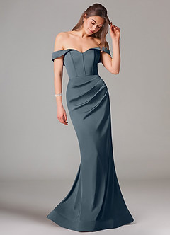 Azazie Everly Bridesmaid Dresses Twilight Mermaid Off the Shoulder Stretch Satin Convertible Dress image6