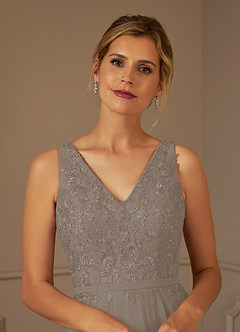 Azazie Joules Mère de la mariée Robes Robe Trapèze en Mousseline de soie Paillettes Taupe image6