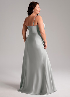 Azazie Lidia Vestidos de damas de honor Vestido de Plata de Satén Elástico de Corte Sirena con Corte Lateral image6