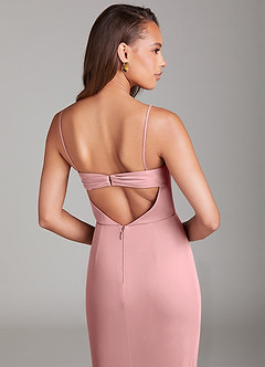 Azazie Leonis Bridesmaid Dresses Dusty Rose Sheath Strapless Mesh Convertible Dress image4