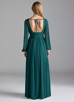Azazie Norah Bridesmaid Dresses Peacock A-Line Mesh Dress image6