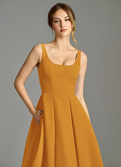 Azazie Amalie Bridesmaid Dresses Butterscotch A-Line Pleated Chiffon Dress image7