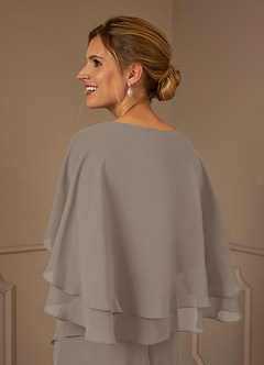 Azazie OHara Mother of the Bride Dresses Taupe A-Line V-Neck Chiffon Dress image7