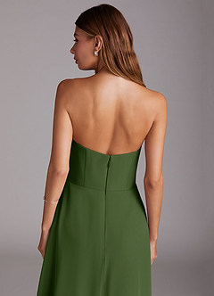 Azazie Wren Bridesmaid Dresses Olive A-Line Side Slit Chiffon Convertible Dress image7