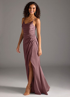 Azazie Deandra Bridesmaid Dresses Vintage Mauve Mermaid Pleated Stretch Satin Dress image4