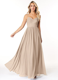 Azazie Lisbon Final Sale Taupe A-Line Sweetheart Neckline Chiffon Dress image3