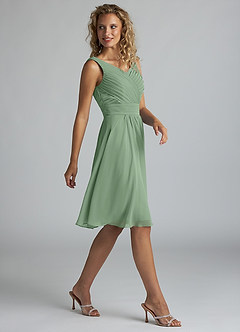 Azazie Grace Bridesmaid Dresses Matcha A-Line Pleated Chiffon Dress image4