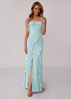 Barbie ♥ Azazie Bridesmaid Dresses Mist Sheath Bow Chiffon Dress image1