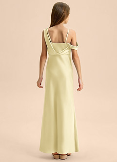 Azazie Madelyn Junior Osłona Zza ramienia Satyna elastyczna Długość podłogi Młodsza druhna Sukienka image2