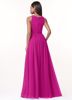 Azazie Harper Bridesmaid Dresses Fuchsia A-Line Pleated Chiffon Dress image2