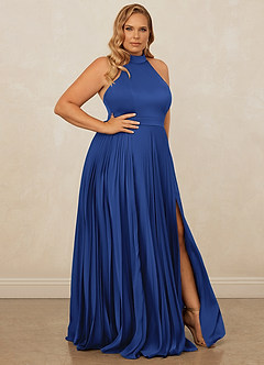 Christian Siriano Bridal for Azazie 1007 Bridesmaid Dresses Royal Blue A-Line Pleated Stretch Satin Dress image9