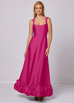 Barbie ♥ Azazie Final Sale Bermuda A-Line with Pockets Stretch Satin Dress image1