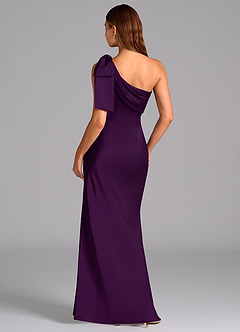 Azazie Yuanna Jurken voor bruidsmeisjes Jurk van Stretch Satijn met Zeemeermin One-Shoulder Druif image2