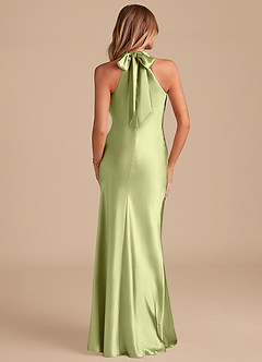 Azazie Doretta Brautjungfernkleider Meerjungfrau-Linie Schleifen Metallischer Satin Kleid Pistazie image6