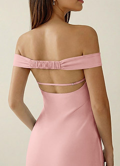 Gwendonme Powder Pink Satin Crystal Linen Prom Dress image6