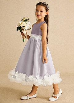 Azazie Stardust Blumenmädchenkleider A-Linie ärmellos Organza Kleid Dämmerung image3