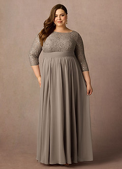 Azazie Carmena Kleider für die Brautmutter A-Linie Pailletten Chiffon Kleid Taupe image1