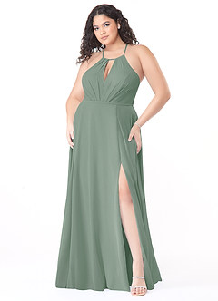 Azazie Evalleen Jurken voor bruidsmeisjes Jurk van Chiffon met A-Lijn Geplooid Zilveren Salie image9