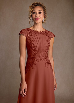 Azazie Crista Suknie dla Matki Panny Młodej Linia A Koronka Szyfon Długość herbaty Sukienka image5