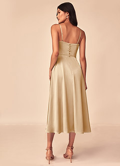 Azazie Dottie Bridesmaid Dresses Champagne A-Line Stretch Satin Dress image2