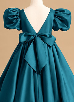Azazie Jellybean vestidos de niña de las flores Vestido de Azul Tinta de Satin Mate de Corte Princesa con Volante image5