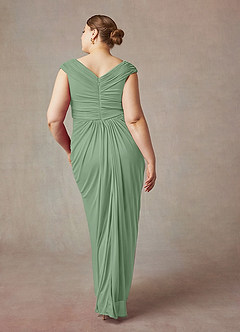 Azazie Lisolette Mother of the Bride Dresses Matcha Sheath Pleated Mesh Dress image10