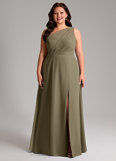 Azazie Phaedra Bridesmaid Dresses Willow Green A-Line One Shoulder Chiffon Dress image7