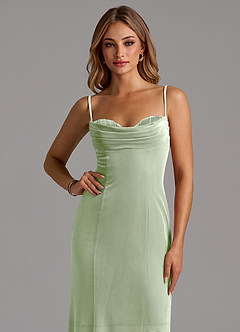 Azazie Karryn Bridesmaid Dresses Dusty Sage Mermaid Corset Velvet Dress image6