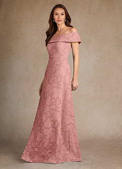 Azazie Medford Mother of the Bride Dresses Rosette A-Line Off the Shoulder Floral Burnout Dress image2