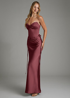 Azazie Natasha Bridesmaid Dresses Merlot Mermaid Corset Stretch Satin Dress image7