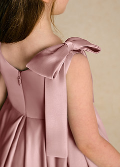 Azazie Guppie Abiti da Ragazza di Fiori Abito Principessa in Raso Opaco Plissettato Rosa Polverosa image6