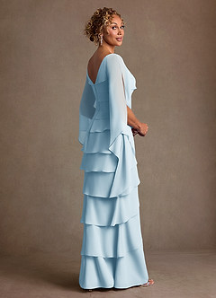 Azazie Arabinda Abiti per la Madre della Sposa Abito Tubino in Chiffon Increspato Azzurro image2