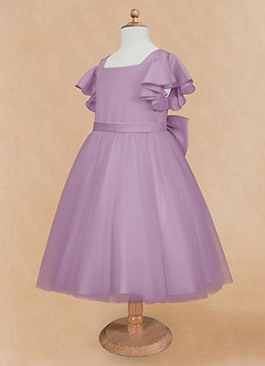 Azazie Kaeya Flower Girl Dresses Wisteria A-Line Bow Tulle Dress image7