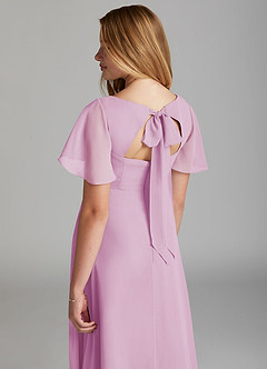 Azazie Kimber Junior Candy Pink A-Line Pleated Chiffon Dress image4