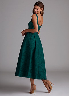 Azazie Amalie Bridesmaid Dresses Pine A-Line Pleated Floral Burnout Dress image2