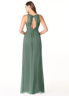 Azazie Luz Bridesmaid Dresses Eucalyptus A-Line Lace Chiffon Dress image2